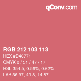 Color code: RGB 212 103 113 | qconv.com