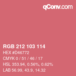 カラーコード: RGB 212 103 114 | qconv.com