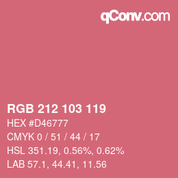 Color code: RGB 212 103 119 | qconv.com