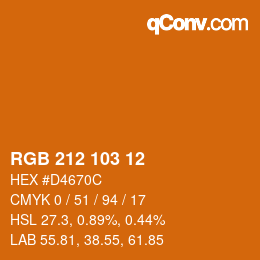 Color code: RGB 212 103 12 | qconv.com