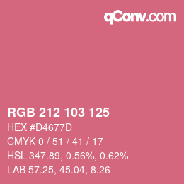 カラーコード: RGB 212 103 125 | qconv.com