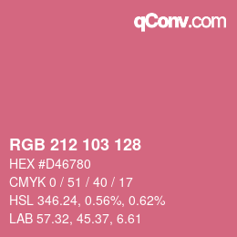 Color code: RGB 212 103 128 | qconv.com