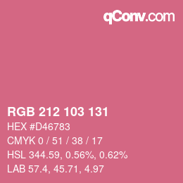 Color code: RGB 212 103 131 | qconv.com
