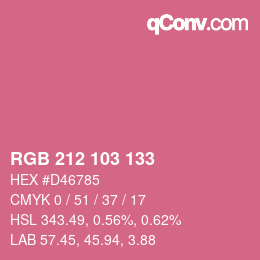 カラーコード: RGB 212 103 133 | qconv.com