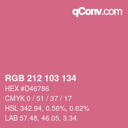 カラーコード: RGB 212 103 134 | qconv.com