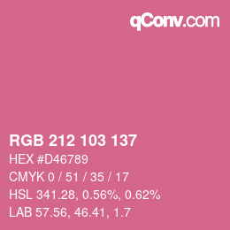 Color code: RGB 212 103 137 | qconv.com