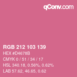 カラーコード: RGB 212 103 139 | qconv.com