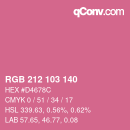 Color code: RGB 212 103 140 | qconv.com