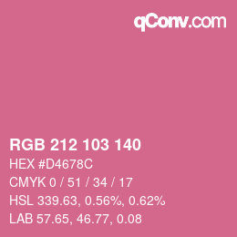 カラーコード: RGB 212 103 140 | qconv.com