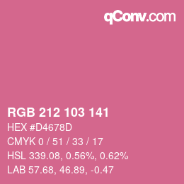 カラーコード: RGB 212 103 141 | qconv.com