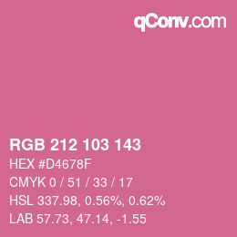 Color code: RGB 212 103 143 | qconv.com