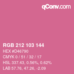 カラーコード: RGB 212 103 144 | qconv.com