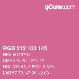Color code: RGB 212 103 145 | qconv.com