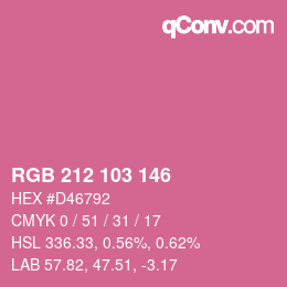 Color code: RGB 212 103 146 | qconv.com