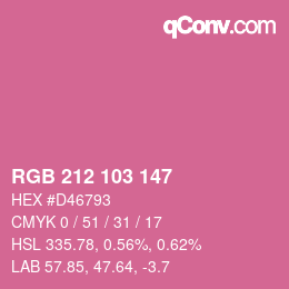 Color code: RGB 212 103 147 | qconv.com