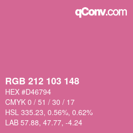Color code: RGB 212 103 148 | qconv.com