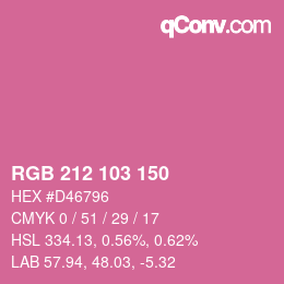 Color code: RGB 212 103 150 | qconv.com