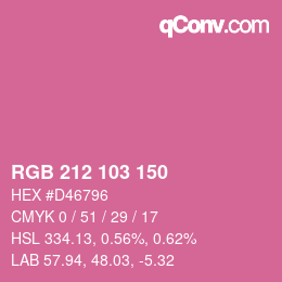 カラーコード: RGB 212 103 150 | qconv.com