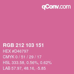 カラーコード: RGB 212 103 151 | qconv.com