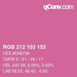 カラーコード: RGB 212 103 153 | qconv.com
