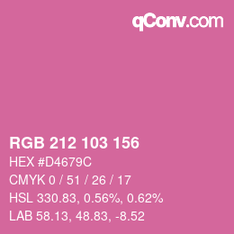 カラーコード: RGB 212 103 156 | qconv.com