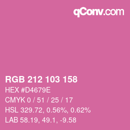 Color code: RGB 212 103 158 | qconv.com