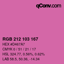 Color code: RGB 212 103 167 | qconv.com
