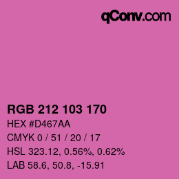 カラーコード: RGB 212 103 170 | qconv.com