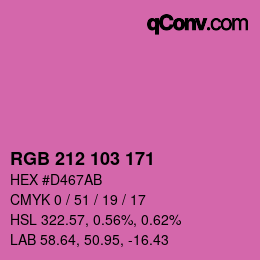 Color code: RGB 212 103 171 | qconv.com