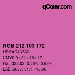 カラーコード: RGB 212 103 172 | qconv.com