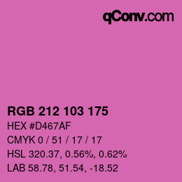 カラーコード: RGB 212 103 175 | qconv.com