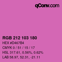 カラーコード: RGB 212 103 180 | qconv.com