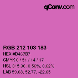 カラーコード: RGB 212 103 183 | qconv.com