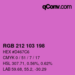 カラーコード: RGB 212 103 198 | qconv.com