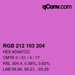カラーコード: RGB 212 103 204 | qconv.com