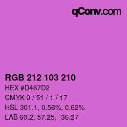 カラーコード: RGB 212 103 210 | qconv.com