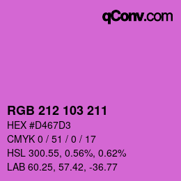 Color code: RGB 212 103 211 | qconv.com