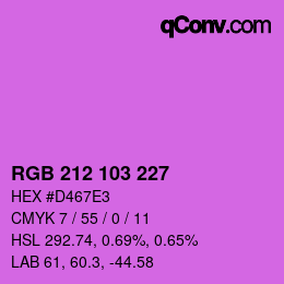 Color code: RGB 212 103 227 | qconv.com