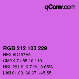 カラーコード: RGB 212 103 229 | qconv.com
