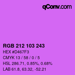 カラーコード: RGB 212 103 243 | qconv.com