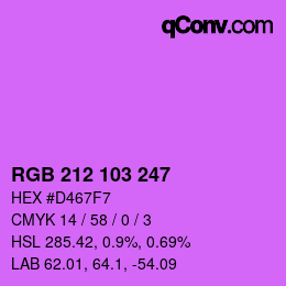カラーコード: RGB 212 103 247 | qconv.com