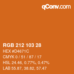 Color code: RGB 212 103 28 | qconv.com