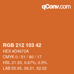 Color code: RGB 212 103 42 | qconv.com