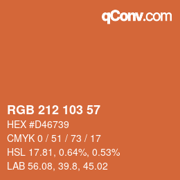 Color code: RGB 212 103 57 | qconv.com