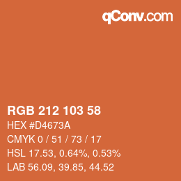 Color code: RGB 212 103 58 | qconv.com