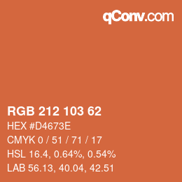 Color code: RGB 212 103 62 | qconv.com