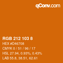 颜色代码: RGB 212 103 8 | qconv.com