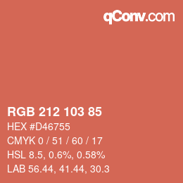 Color code: RGB 212 103 85 | qconv.com