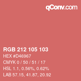 Color code: RGB 212 105 103 | qconv.com