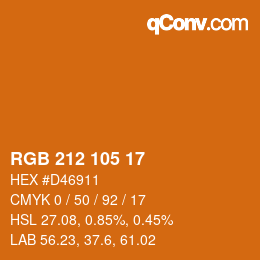 カラーコード: RGB 212 105 17 | qconv.com